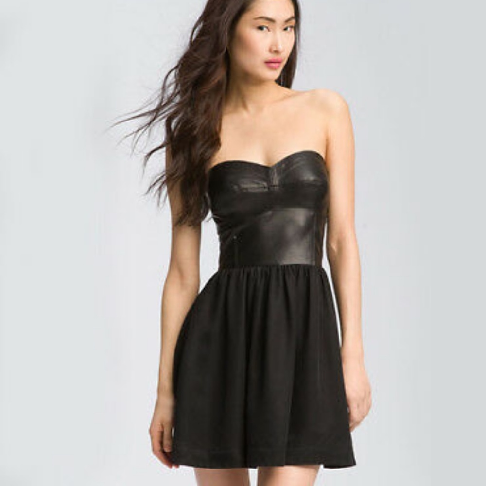 Rebecca Taylor Black Leather Bustier dress
